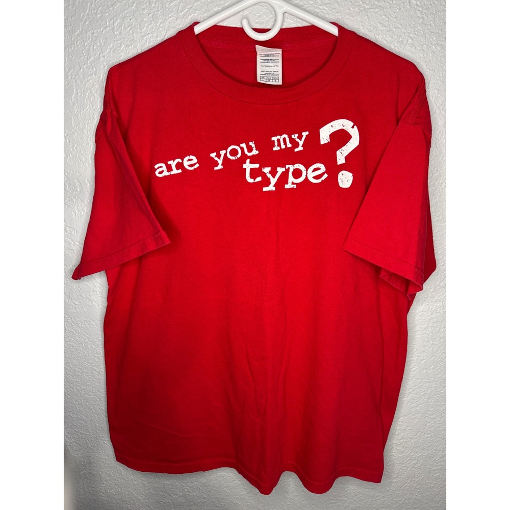 Vintage Delta Pro Weight Are You My Type T-Shirt Mens Large Red Excellent